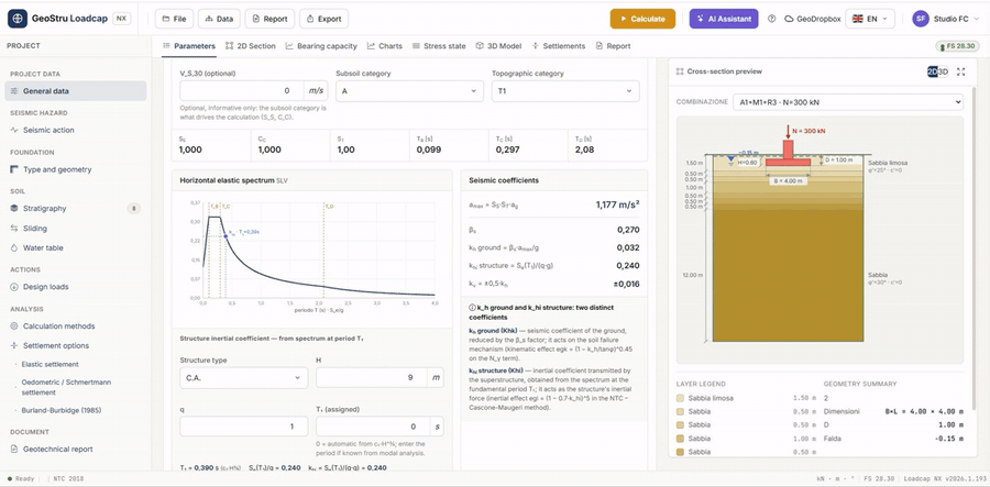 Loadcap NX - web-based foundation bearing capacity and settlement calculation